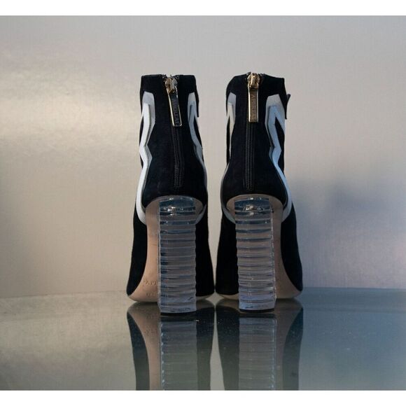 Aperlai Leather Womens Pointed Toe Ankle Bootie Block Heels Black Size EUR 36.5 - Picture 5 of 8